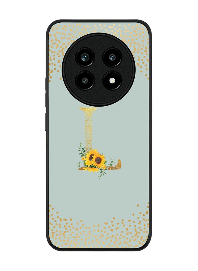 For Realme 13 Pro / 13 Pro+ Case,Slim fit Camera Protection, Shockproof Thin Phone cover  - Custom Floral Monogram - L  (Light Grey )